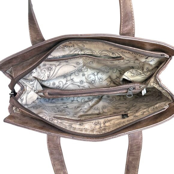 Montana West Concealed Carry Brown Tasseled Medium Purse Western Boho Safety - Picture 8 of 10